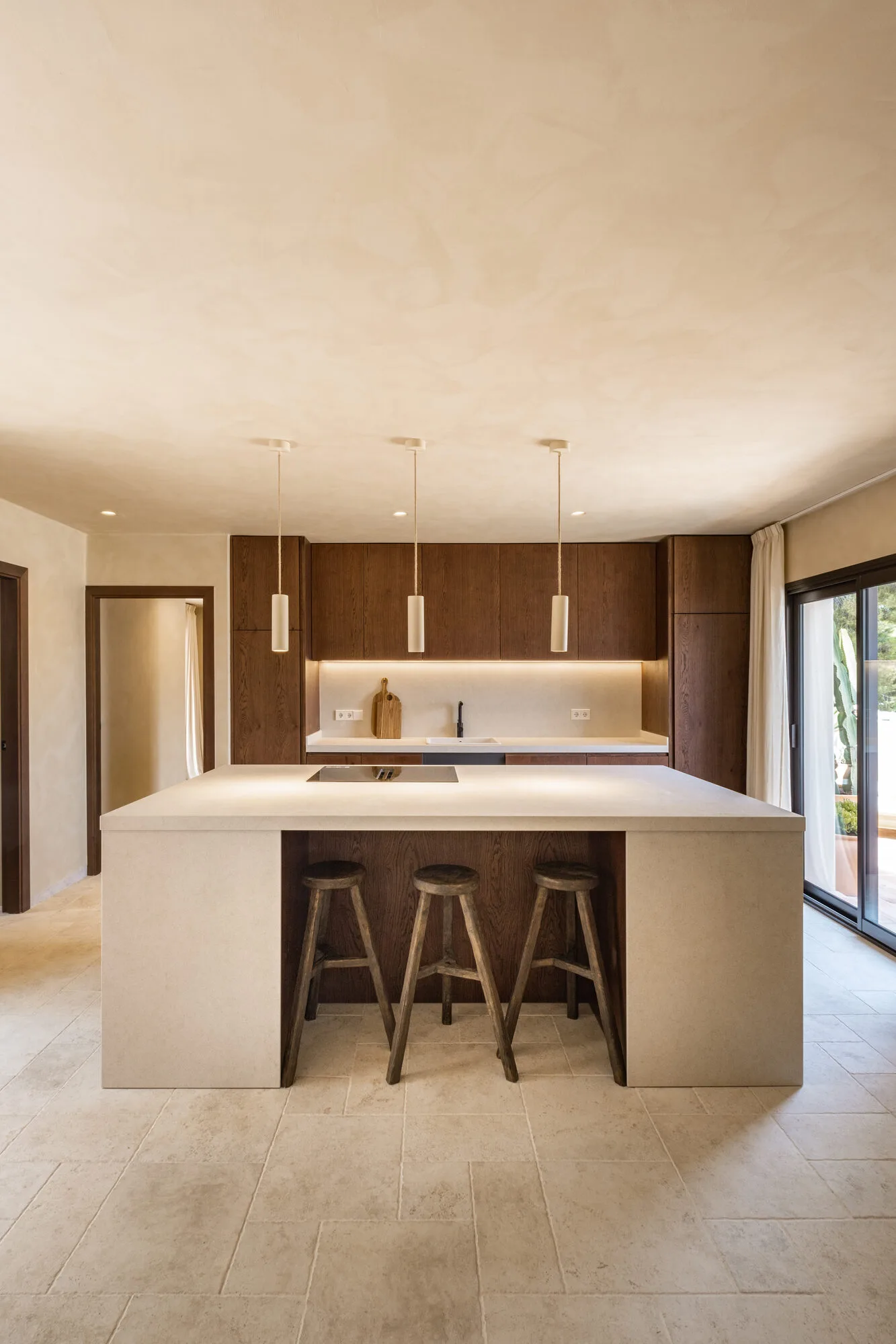 Kitchen island with pendants