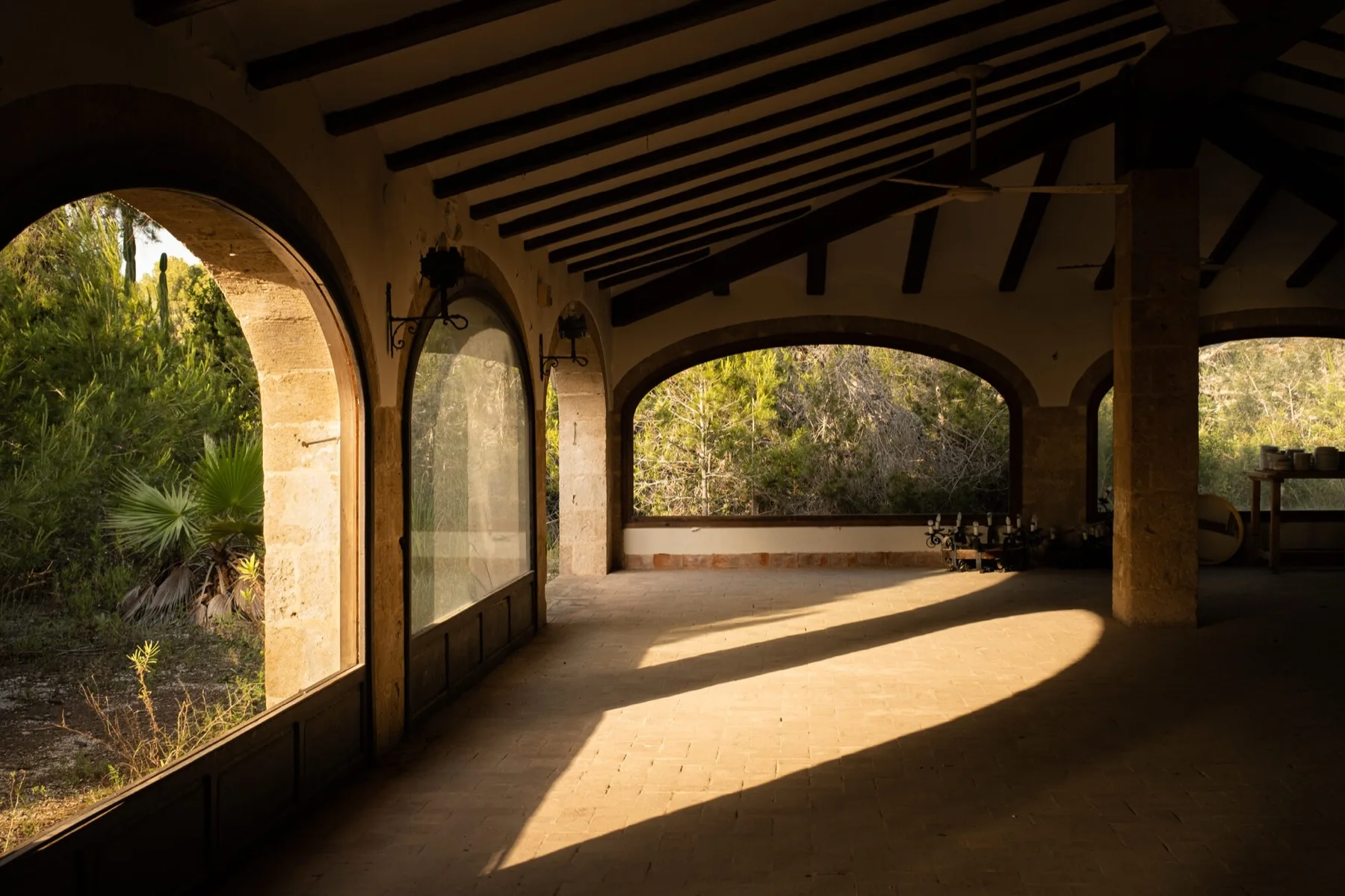 Colonnade interior, afternoon light
