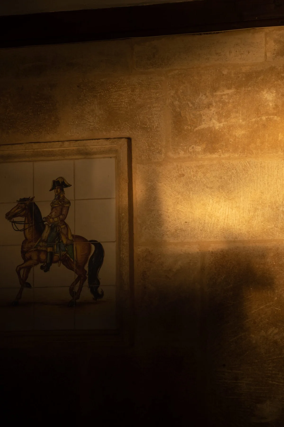 Tile painting of a horseman
